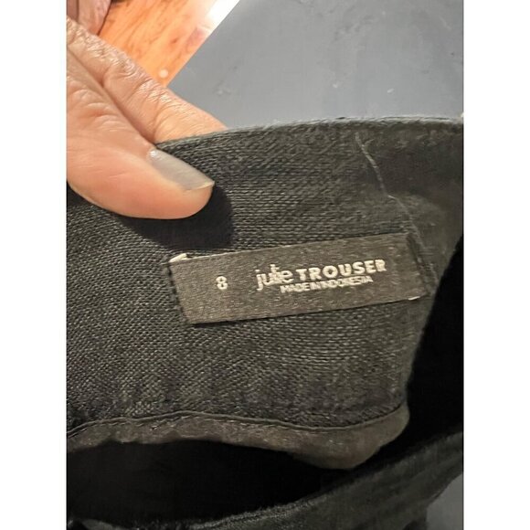 LOFT Black Wide-Leg Linen Pants Sz 8 Julie Trouser lagrnlook beachy boho - Picture 9 of 11